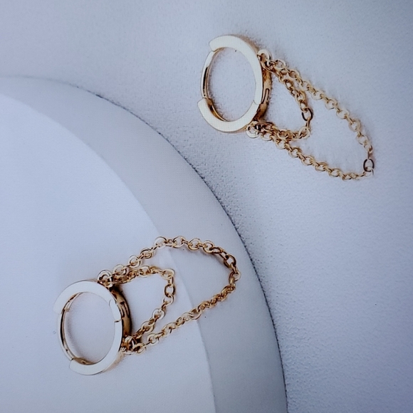 18k Gold Plated Chain Earrings - Picture 3 of 4